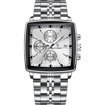 Poedagar Мъжки часовник Poedagar CS1825, неръждаема стомана, сребрист, бял циферблат (CS1825)