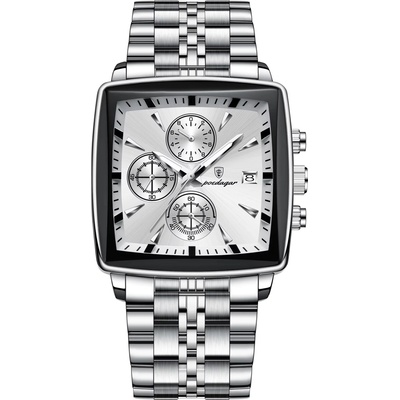 Poedagar Мъжки часовник Poedagar CS1825, неръждаема стомана, сребрист, бял циферблат (CS1825)