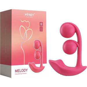 Honey Play Box Box Melody - управляван чрез приложение перлен 2-в-1 вибратор (червен)