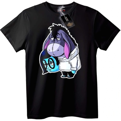 NOONEBRAND Тениска Eeyore и син приятел - S, Black
