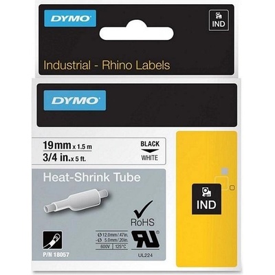 DYMO plochá smršťovací bužírka RHINO D1 19 mm x 1,5 m, černá na bílé, S0718330