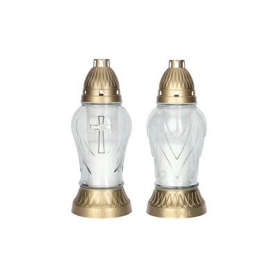 Lampa hřbitovní DEKOR MIX skleněná 150g bílá d11x27,5cm