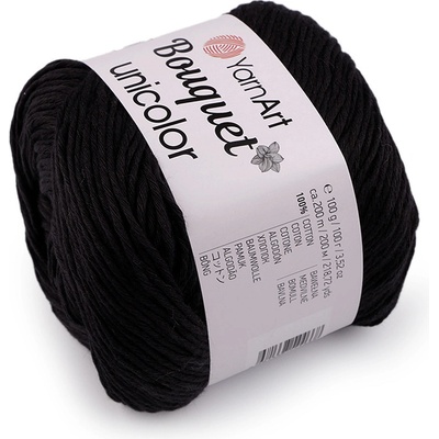 Prima-obchod Bavlněná pletací příze Bouquet Unicolor 100 g, barva 13 (3202) černá