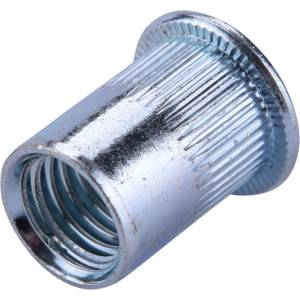 Fortum гайка за нитове klt. 15 бр. , M12, POP-NUT, поцинкована стомана, кръгла, отворена, с плосък ръб, назъбена FORTUM