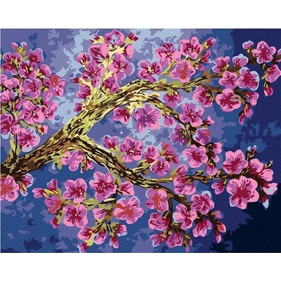 Zuty Malování podle čísel Kvetoucí větev sakury 80 x 100 cm vypnuté plátno na rám