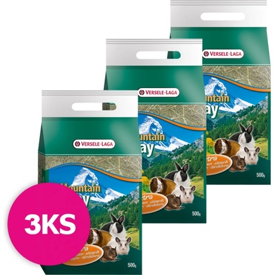 Versele-Laga Mountain Hay pre hlodavce s púpavou 3 x 0,5 kg