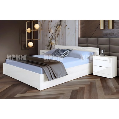 Bogdan Furniture I Спален комплект модел 7047 с повдигащ механизъм, Бял гланц