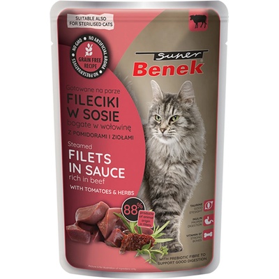 Super Benek Filetky hovězí s rajčaty 28 x 85 g