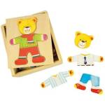 Bigjigs Toys - Дървен пъзел мече за преобличане Мистър Беър