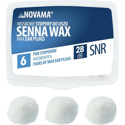 NOVAMA Senna Wax Tvarovateľné voskové zátky do uší na spanie, 6 párov v puzdre