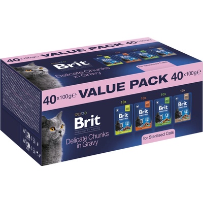 Brit Premium by Nature Cat Value Pack pre dospelé sterilizované mačky 40x100 g