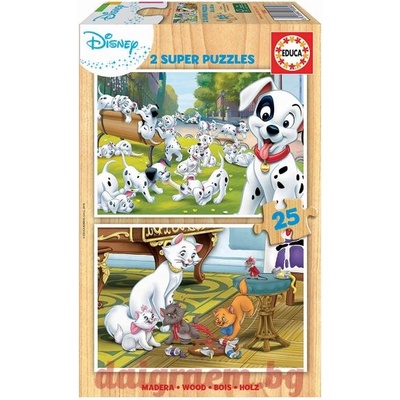 Educa Дървен пъзел educa 18082 - 2 х 25 части - disney animals (edu18082)