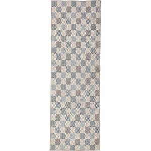 Flair Rugs Синя пътека със смес от памук подходяща за пране 80x230 cm Muted Checkerboard - Flair Rugs (503119382816)