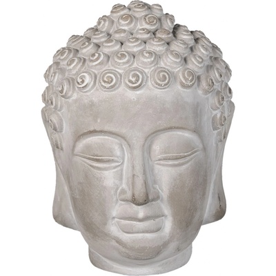 Dekorace šedá hlava Buddhy M – 15x15x19 cm