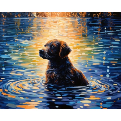 ZUTY Obrazy na stenu - Šteňa vo vode Rámovanie: bez rámu a bez vypnutia plátna, Rozmer: 40x50 cm