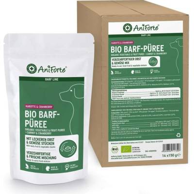 AniForte Bio BARF pyré Mrkev a brusinky 14 x 150 g