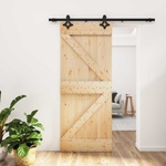 vidaXL Преплъзваща се врата 85 x 210 cm Естествено и черно (3445045)