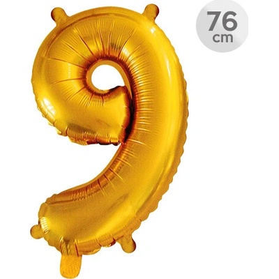 JUNIOR Balón narodeninový 76 cm číslo 9, zlatý