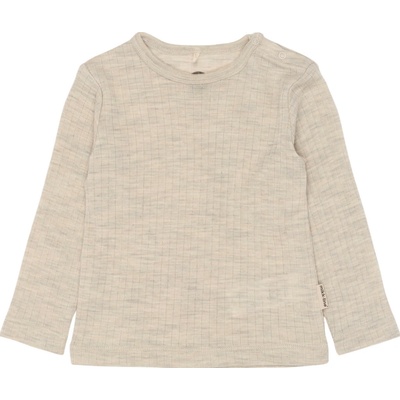 Detské merino tričko s dlhým rukávom MikkLine krémové Melange Offwhite