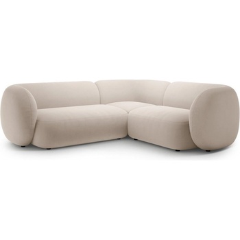 Micadoni Бежов кадифен ъглов диван (десен ъгъл/L форма) Kate - Micadoni (MIC_RC_L_44_F1_KATE1)