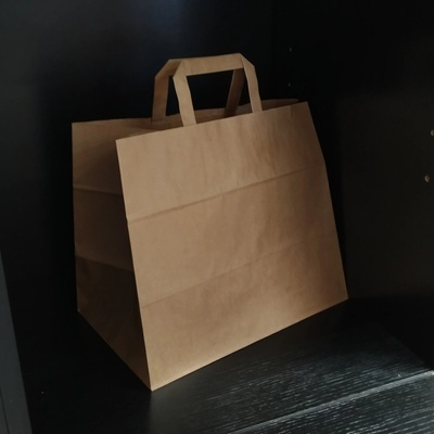 Papírová taška 32x20x28 80gr. hnědá s plochým uchem Množství: 250 ks