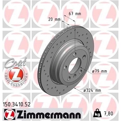 Brzdový kotúč (cena za 1ks) ZIMMERMANN 150.3410.52