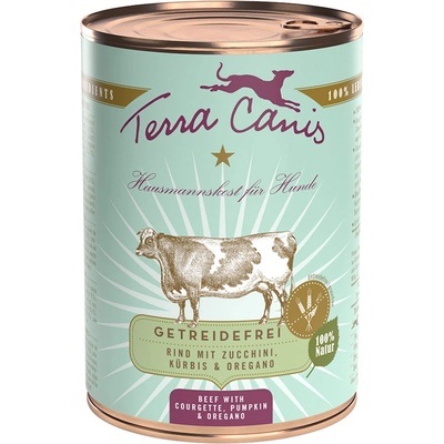 Terra Canis 6x4 00g Говеждо с тиквичка, тиква и риган Мокра храна за кучета Terra Canis без зърно