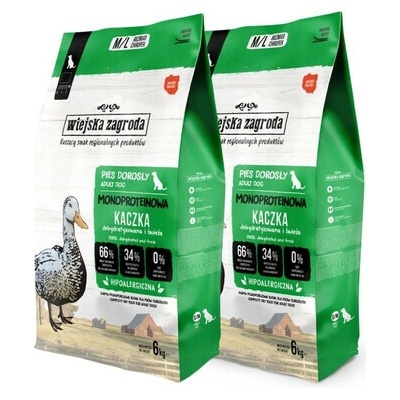 Wiejska Zagroda Monoproteín Kačica chrumkavé M/L 2 x 6 kg