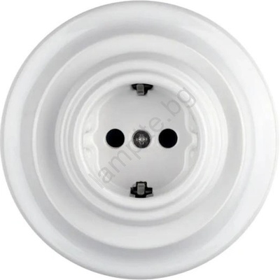 Bohemia Design - Порцеланова ретро домашна контактна розетка с рамка SCHUKO 250V/16A бяла (BF0024)