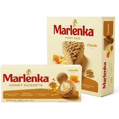 Marlenka Duopack Medový dort s vlašskými ořechy 0,8 kg a Medové kuličky 235 g