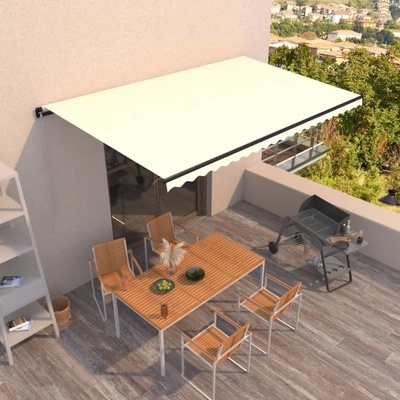 VidaXL Ručně zatahovací markýza 500 x 350 cm krémová