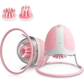 SuperLove Rotating Silicone Nipple Suckers with 4 Attachments Pink