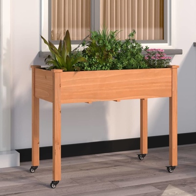 vidaXL Truhlík na kolečkách s vložkou hnědý 118x59x80 cm masivní jedle