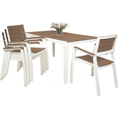 Keter Harmony set stôl + 4 stoličky biely / cappuccino