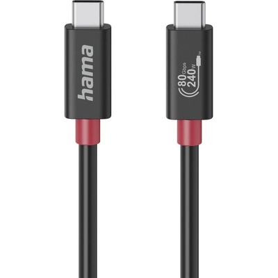 Кабел USB-C еMarker, USB 4 Gen 4, 80 Gbit/s, 1 м, 5 A, 240 W , черен (HAMA-200799)
