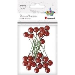 TITANUM Red glitter ball wire 24pcs