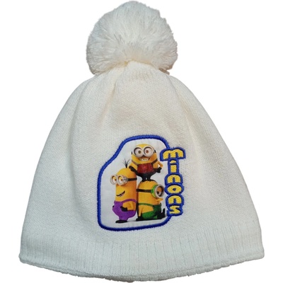 chlapčenská pletená čiapka Minions biela
