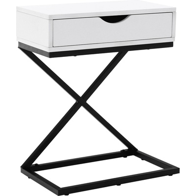 Помощна масичка нощно шкафче Vired бяло и черно