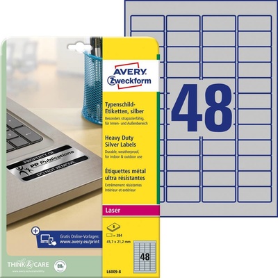 Avery-Zweckform L6133-20 70 x 37 mm poylesterová fólie stříbrná 480 ks