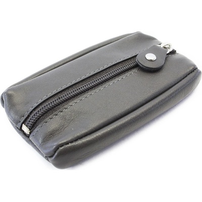 Klíčenka Tmavě šedá kožená se zipovou kapsou 619 2418 66