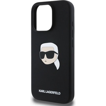 CG Mobile iPhone 16 Pro KARL LAGERFELD ТЕЧЕН СИЛИКОН KARL HEAD MAGSAFE Силиконов протектор за телефон, удароустойчив, MagSafe, ЧЕРЕН KLHMP16LSKHPPLK (KLHMP16LSKHPPLK)