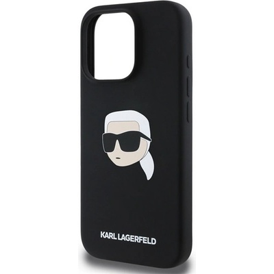 CG Mobile iPhone 16 Pro KARL LAGERFELD ТЕЧЕН СИЛИКОН KARL HEAD MAGSAFE Силиконов протектор за телефон, удароустойчив, MagSafe, ЧЕРЕН KLHMP16LSKHPPLK (KLHMP16LSKHPPLK)