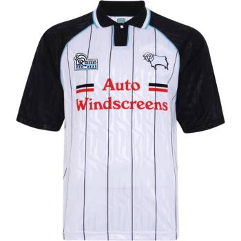 Score Draw Футболна фланелка Score Draw Derby County Retro Home Shirt 94 Adults - White/Black