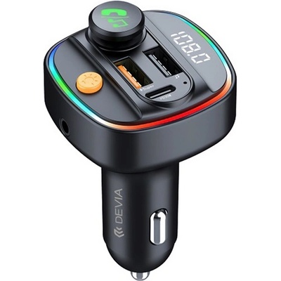 DEVIA EA133 Bluetooth FM предавател за кола, зарядно устройство, 2 USB+Type-C гнезда v5.3, RGB, ЧЕРНО ST112513 (ST112513)