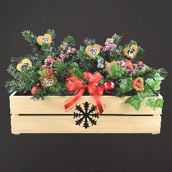 Amadea Dřevěný vánoční truhlík s vločkou přírodní 62x21,5x17 cm