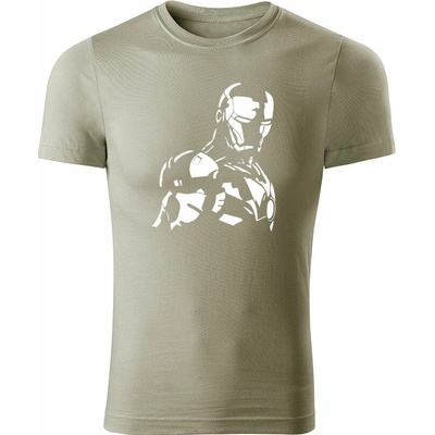 Tričko Iron Man pánske tričko svetlá khaki biele