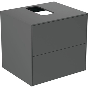 Ideal Standard Atelier Conca стенен шкаф за монтаж в матов антрацит, 2 чекмеджета и плот с централен изрез 60 см (T3940Y2)