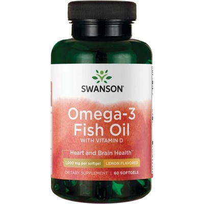 Swanson Omega 3 Fish Oil + Vitamin D3 1000 IU 60 softgel kapsúl