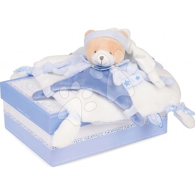 Doudou et Compagnie Plyšový medvedík na maznanie Petit Chou modrý 27 cm v darčekovom balení DC2716