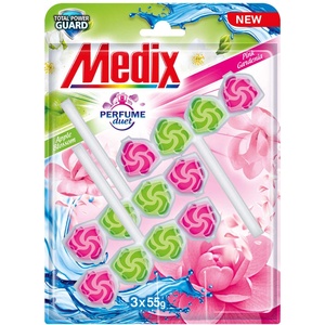 Medix Ароматизатор за тоалетна Medix Perfume Duet Apple & Pink, 55 g, 3 броя (Perfume Duet Apple & Pink)